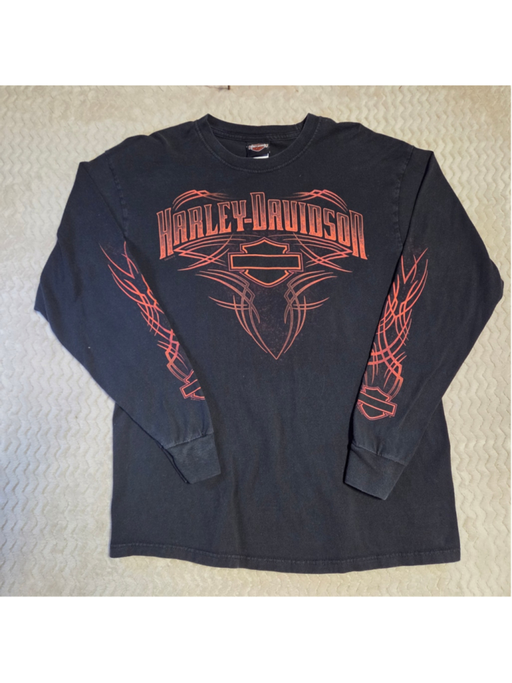 Men's Harley-Davidson Long Sleeve Tee Black Orange Size L